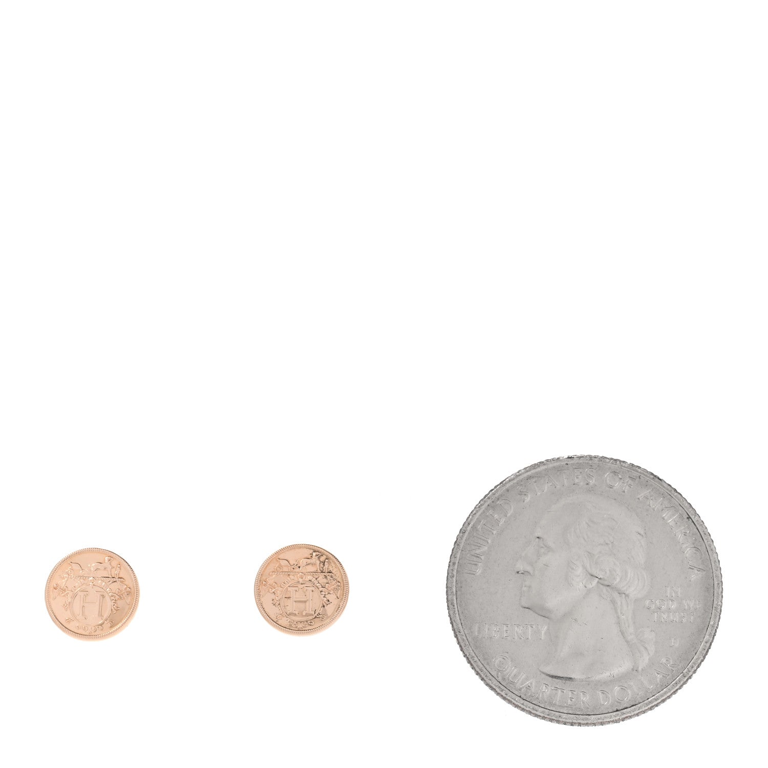 Hermes 18K Rose Gold TPM Ex-Libris Stud Earrings 2 of 5
