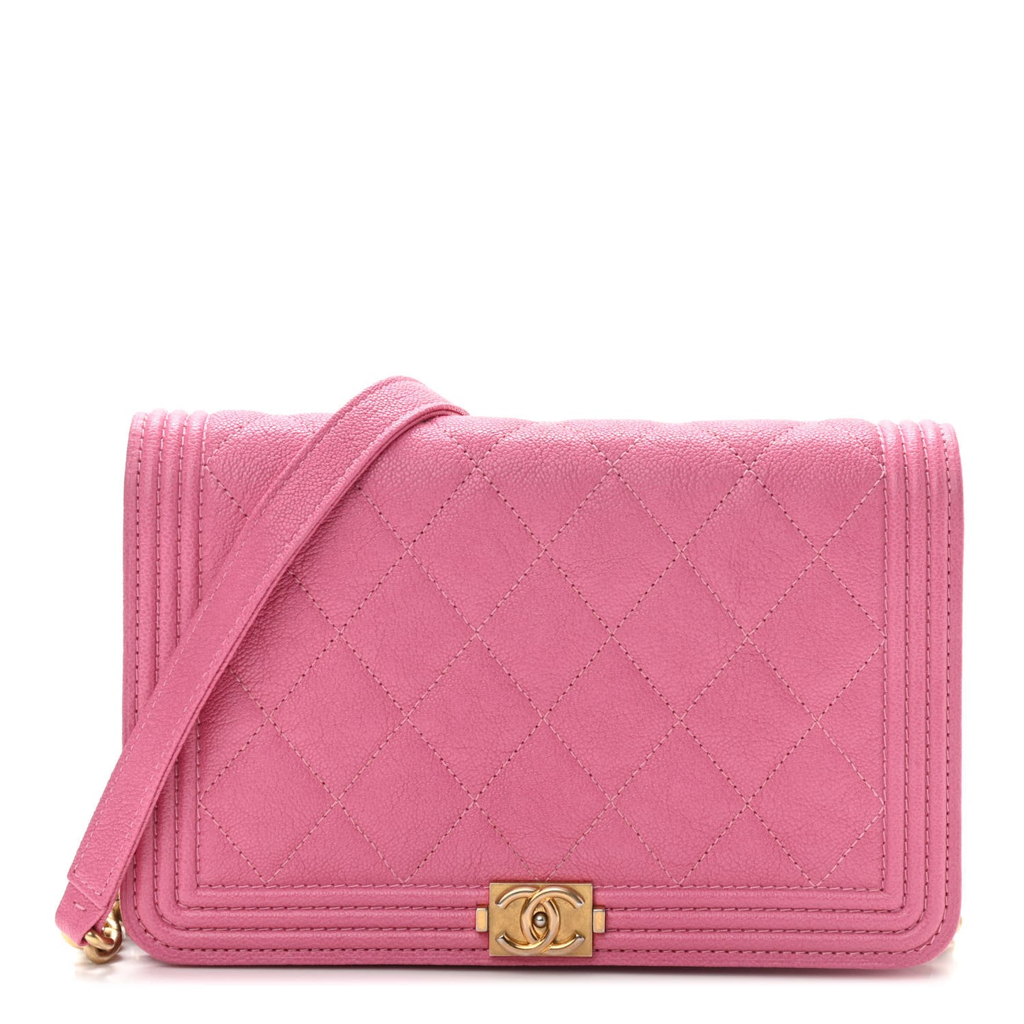 Caviar Quilted Boy Wallet On Chain WOC Pink