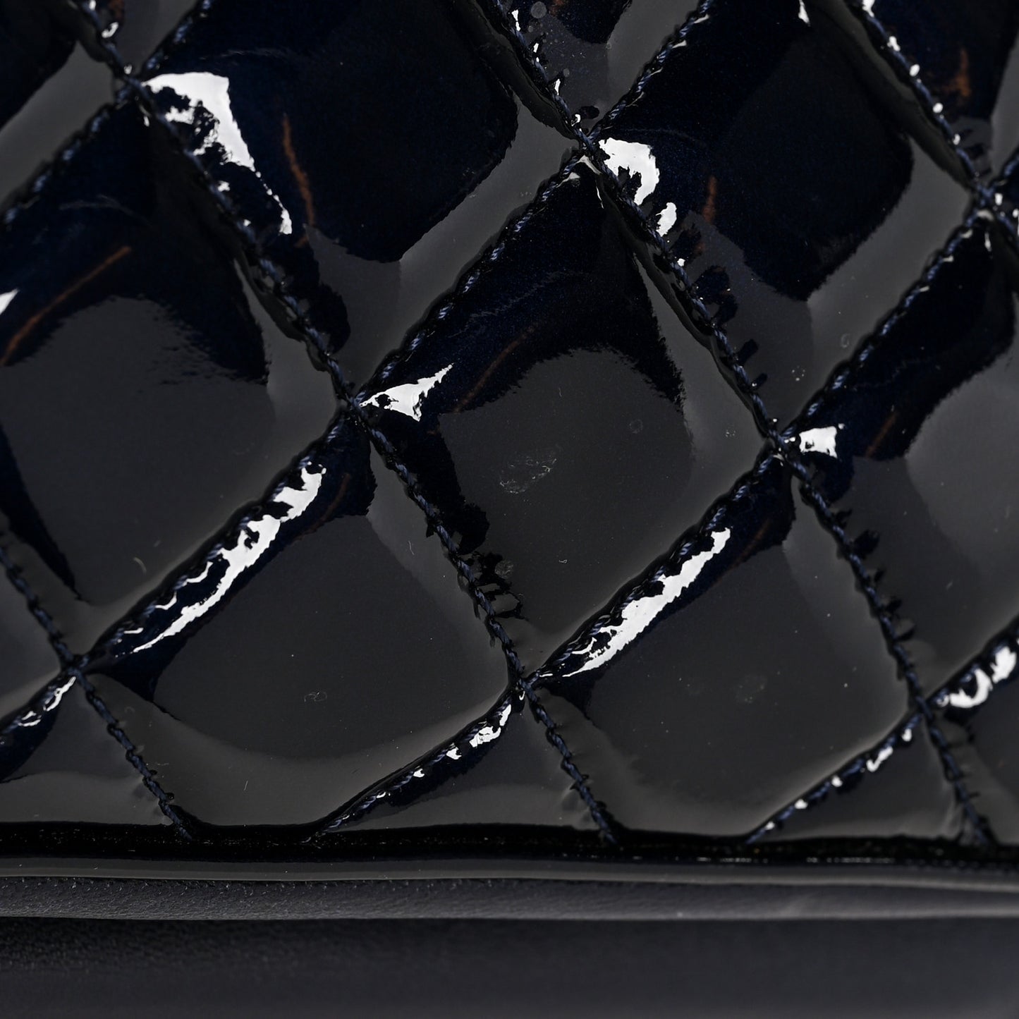 Patent Quilted Accordion Shopping Tote Navy