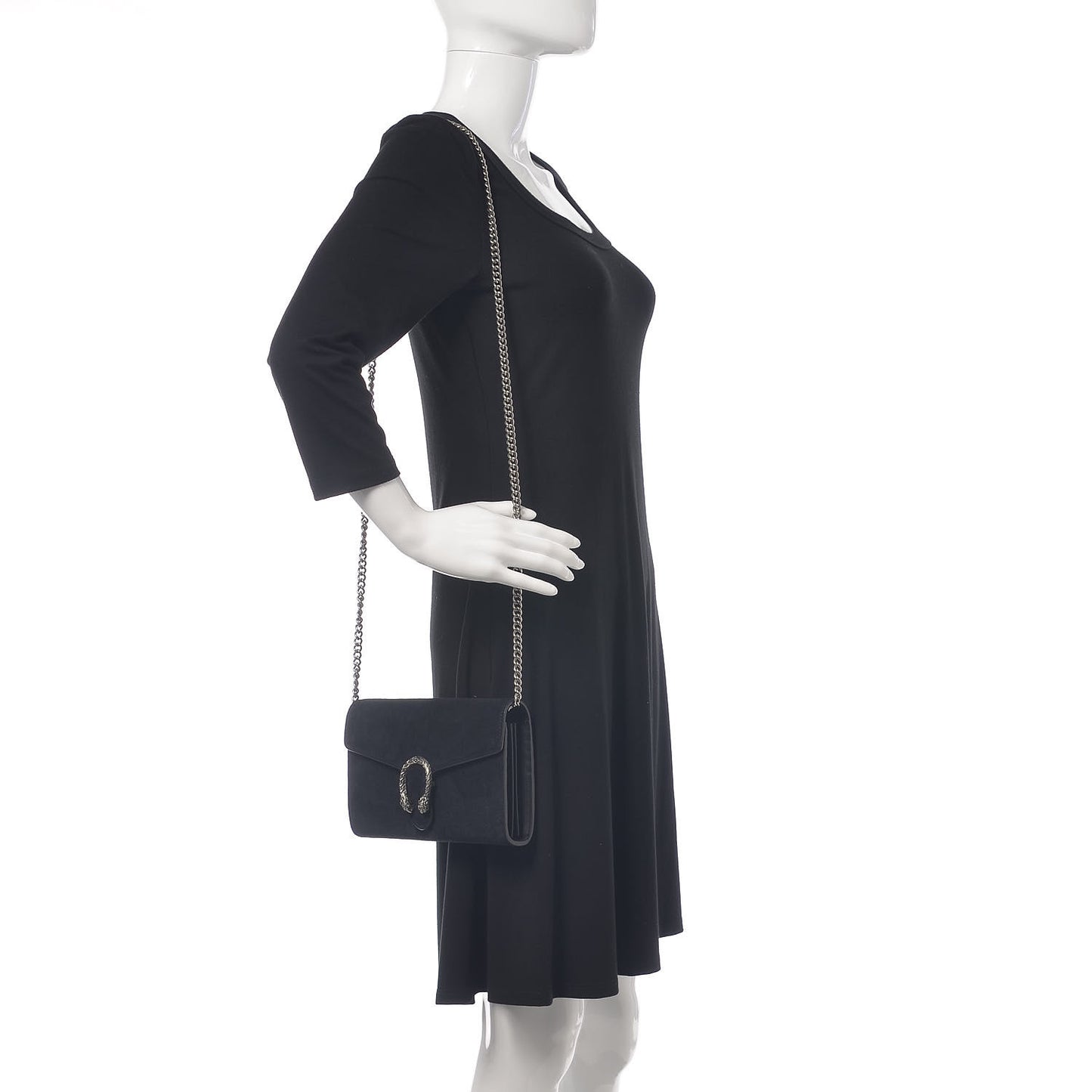Suede Mini Dionysus Chain Wallet Black