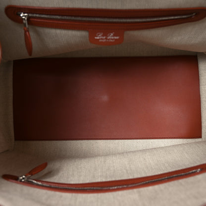 Loro Piana Calfskin Cotton Linen XL Sesia Happy Day Bag Natural Kummel 5 of 9
