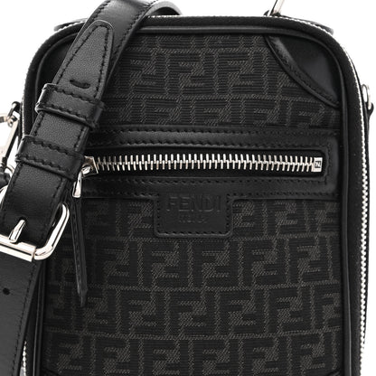 Fendi Recycled Fabric Jacquard Vitello Astro Micro FF Mini Trolley Bag Asfalto Black 8 of 10