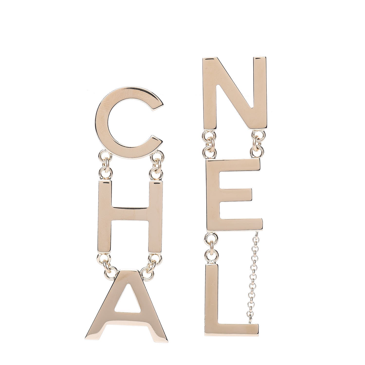 Chanel Metal Cha-Nel Logo Drop Earrings Gold 1 of 5
