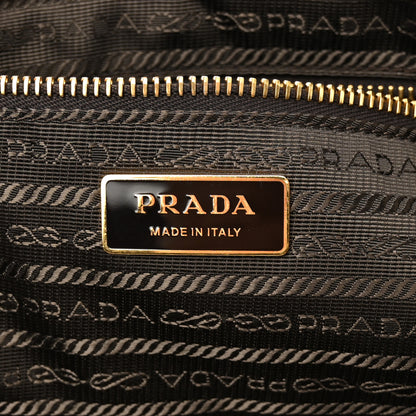 Prada Glossy Calfskin Triangle Extra Large Bonnie Shoulder Bag Dark Brown 6 of 10