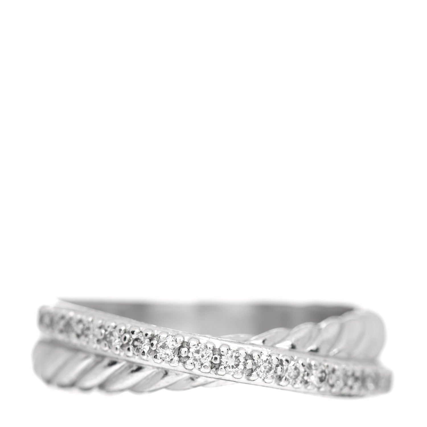 David Yurman Sterling Silver Diamond 5mm Crossover Ring 54 7 1 of 4