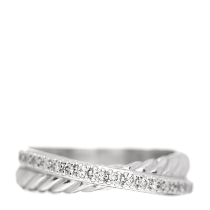 David Yurman Sterling Silver Diamond 5mm Crossover Ring 54 7 1 of 4