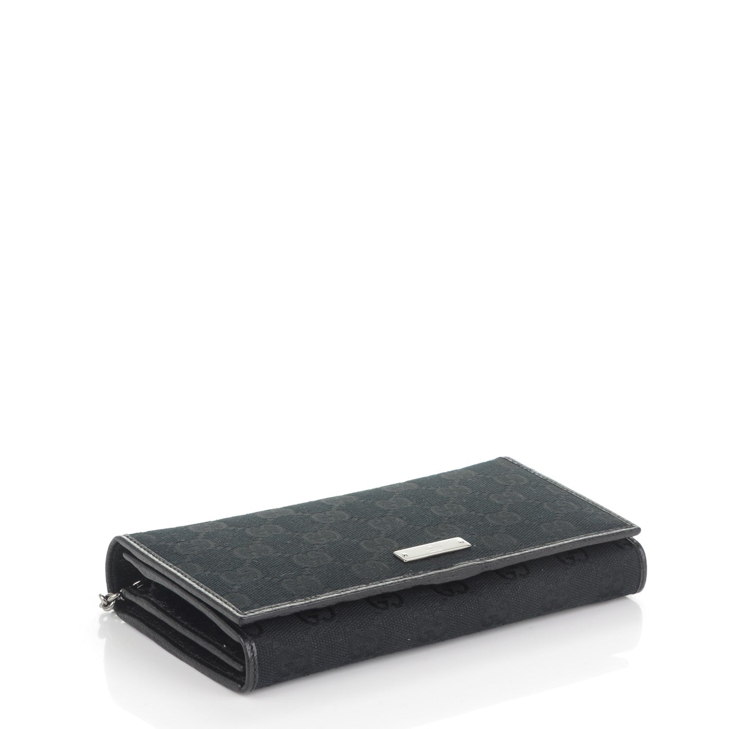 Gucci Monogram Metal Bar Chain Wallet Black 4 of 7