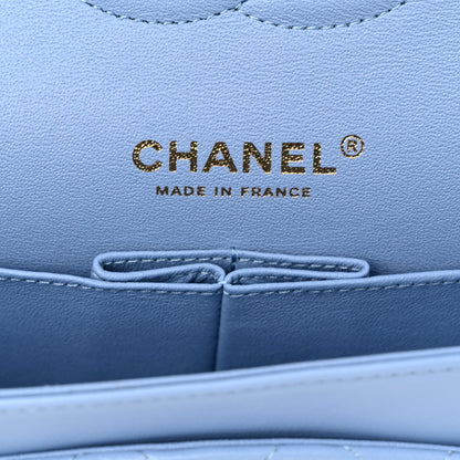 Chanel Lambskin Quilted Medium Double Flap Light Blue 6 of 11