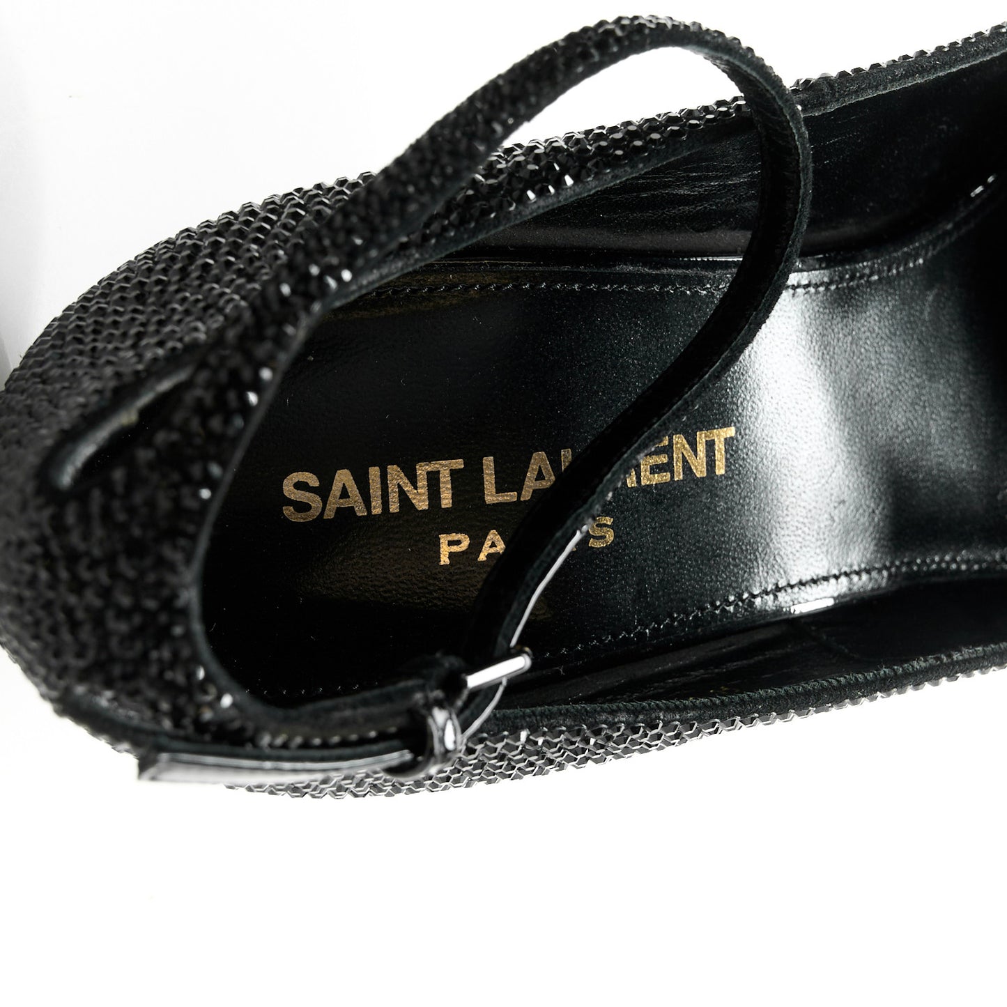 Kid Suede Crystal Embellished Opyum 110 Ankle Strap Sandals 37 Black