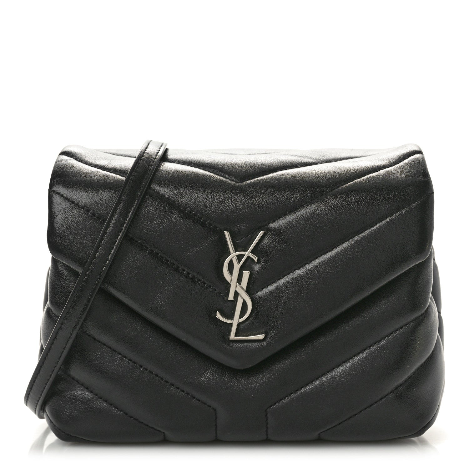 Saint Laurent Calfskin Y Quilted Monogram Toy Loulou Crossbody Bag Black 1 of 13