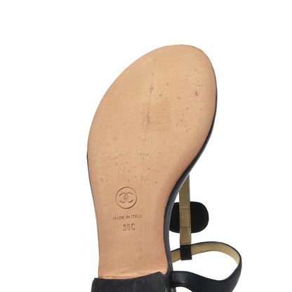 Chanel Lambskin CC Chain Thong Sandals 36 Black 10 of 19