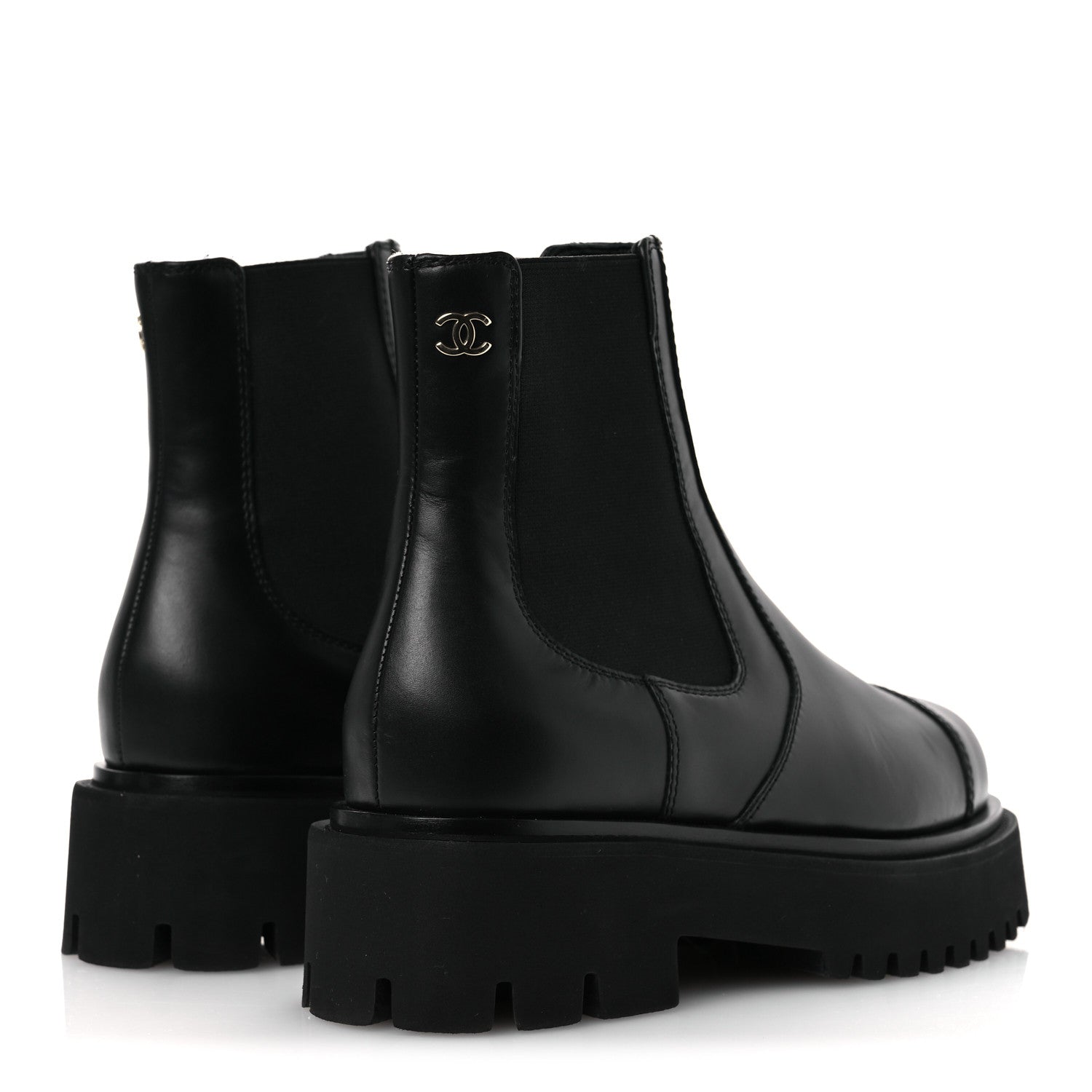 Chanel Calfskin Cap Toe CC Short Boots 36 Black 5 of 11