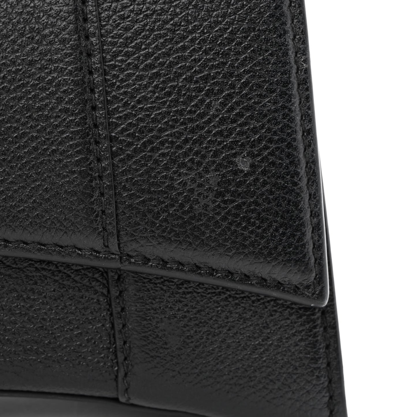 Grained Calfskin Hourglass Top Handle Bag XS Black