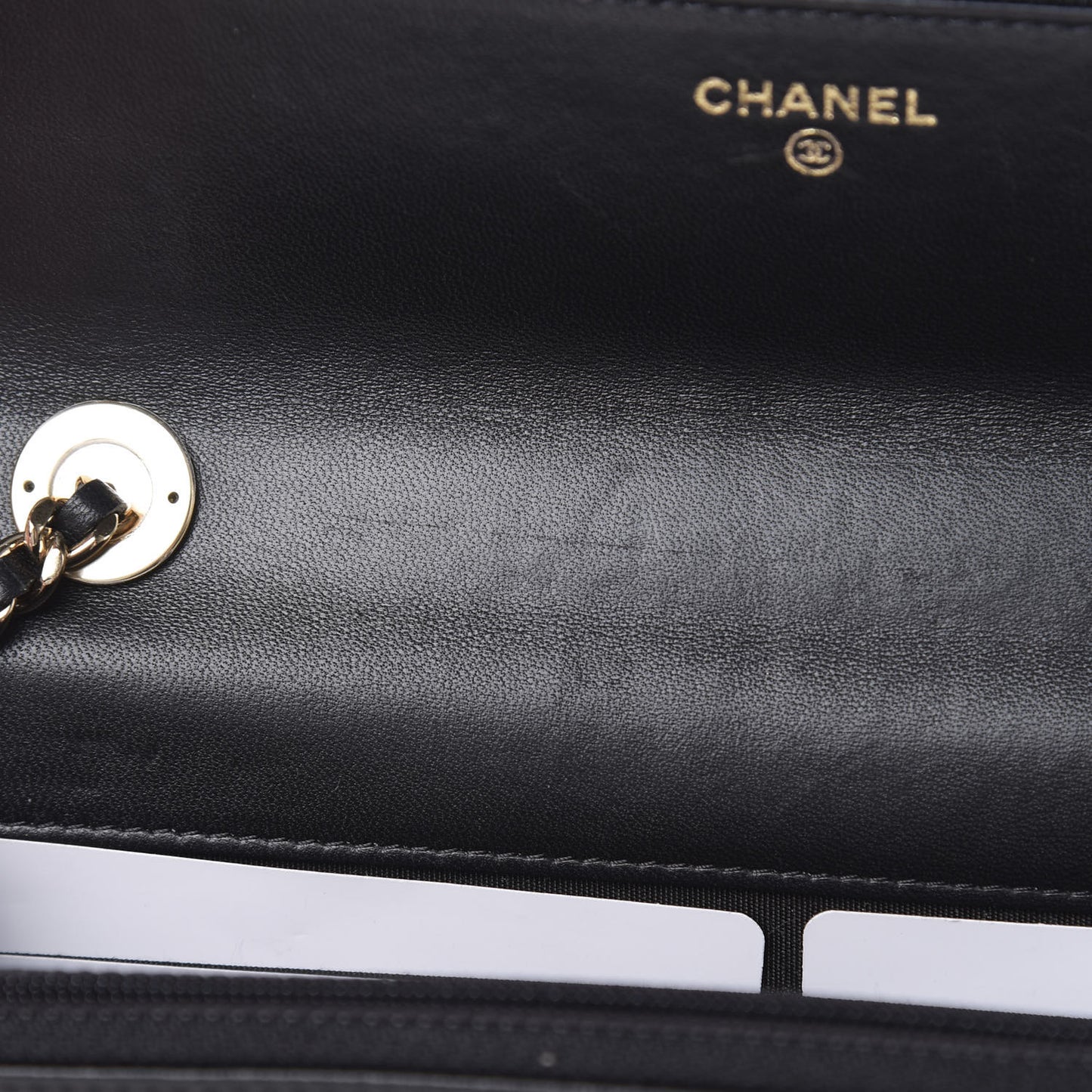Lambskin Quilted Trendy CC Wallet On Chain WOC Black
