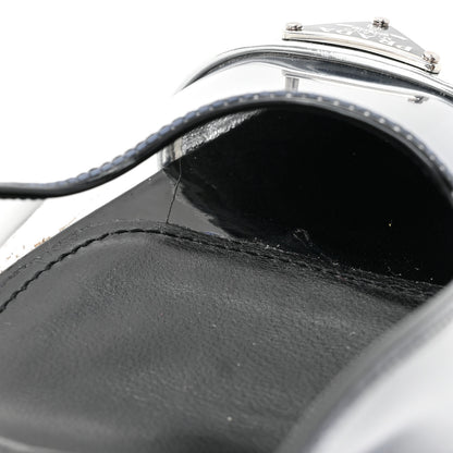 Prada Plexiglass Vernice Metal Triangle Logo Modellerie 75mm Mules 38 Black 7 of 9