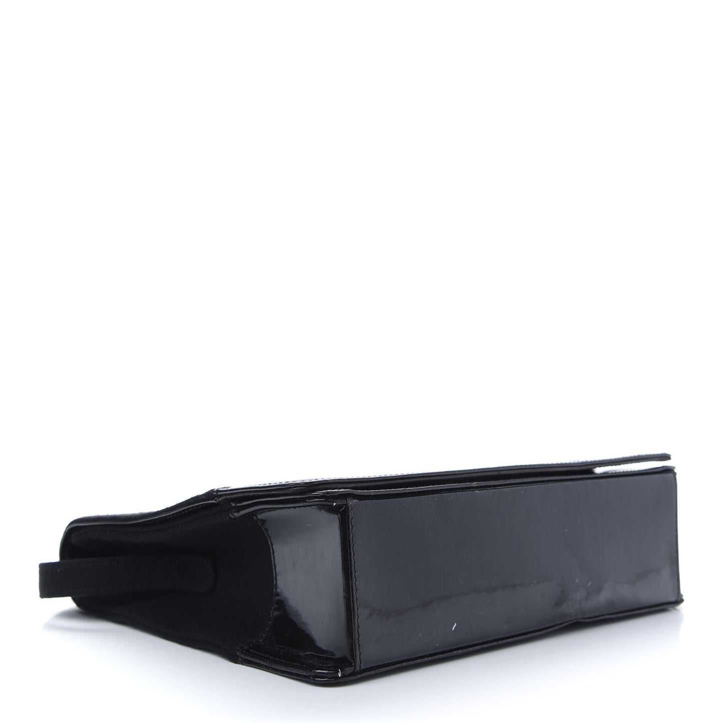 Patent Jersey Shoulder Flap Bag Black
