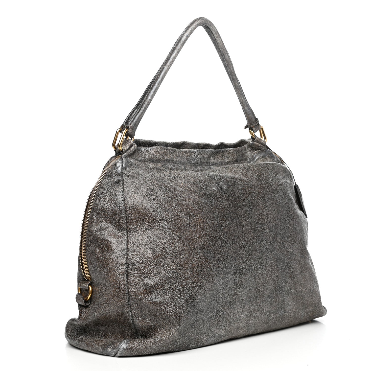 Prada Cervo Lux Shoulder Bag Dark Grey 3 of 11