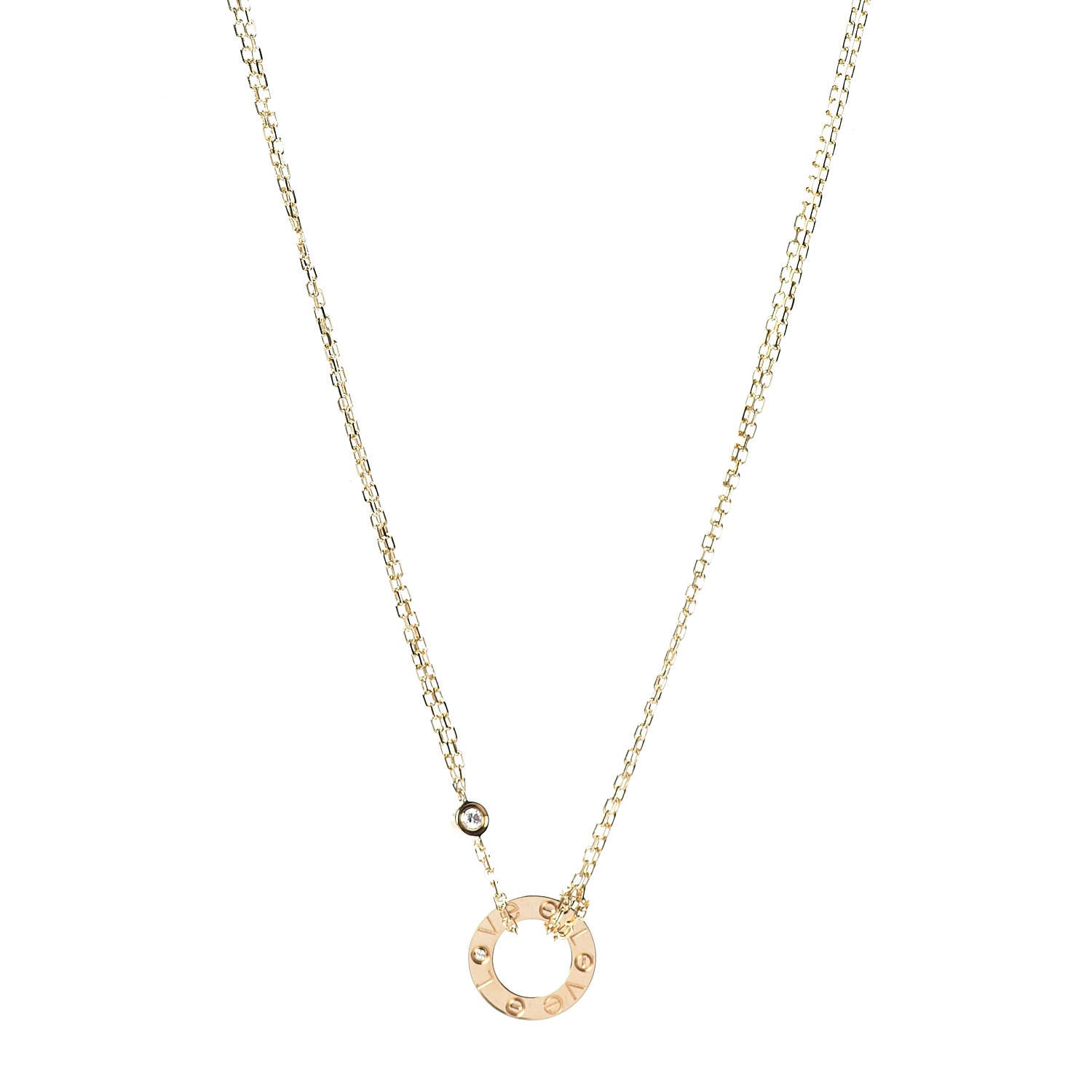 Cartier 18K Yellow Gold 2 Diamond LOVE Necklace 1 of 7