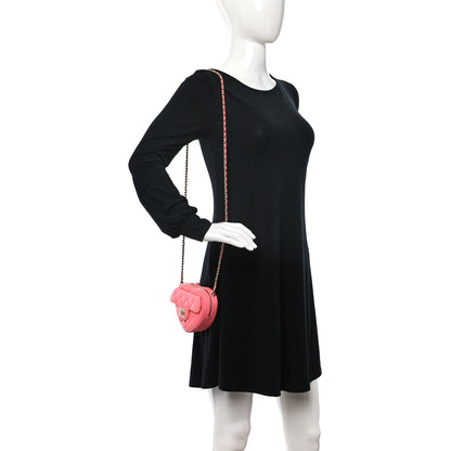 Chanel Lambskin Quilted CC In Love Heart Clutch With Chain Pink 2 of 8