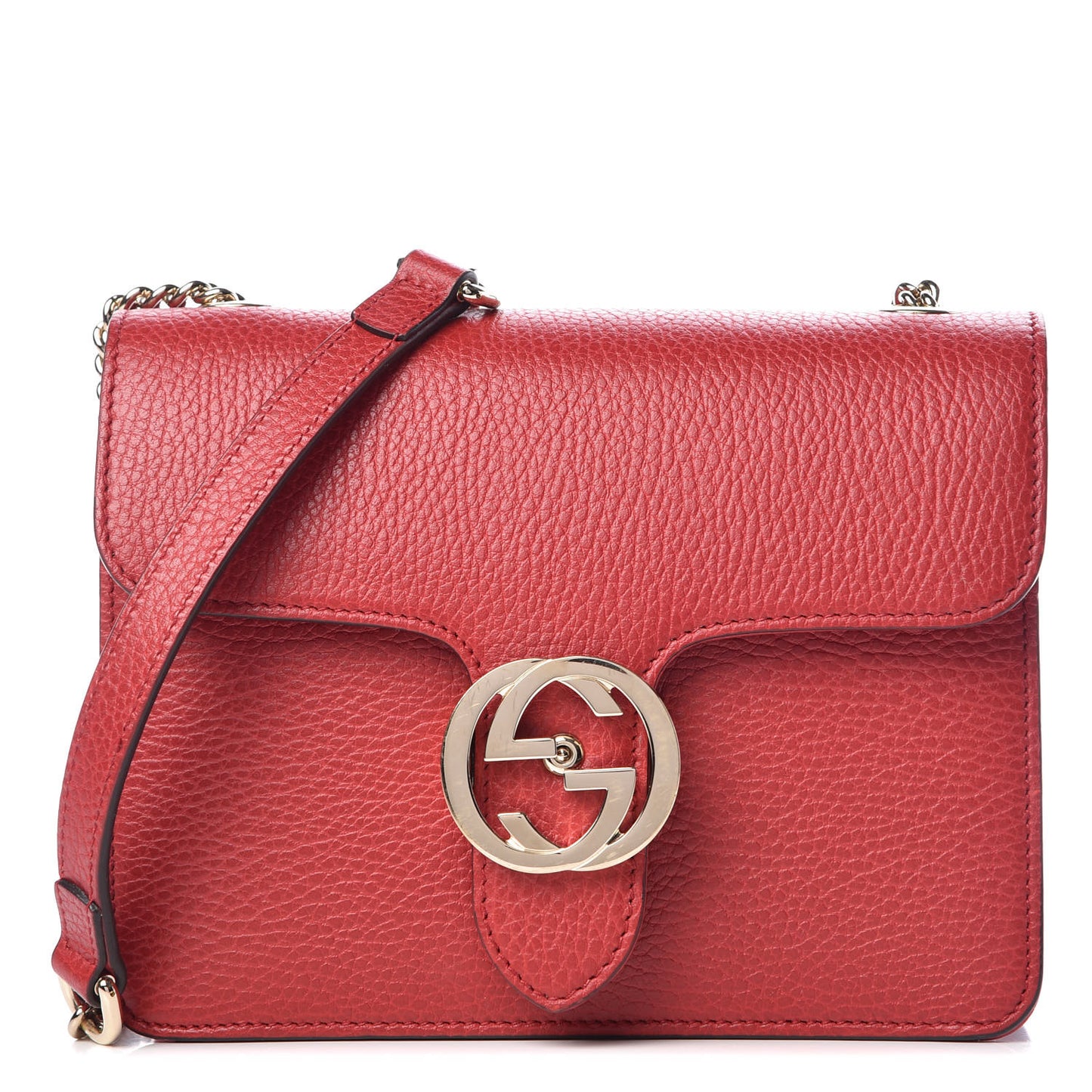 Dollar Calfskin Small Interlocking G Shoulder Bag Red