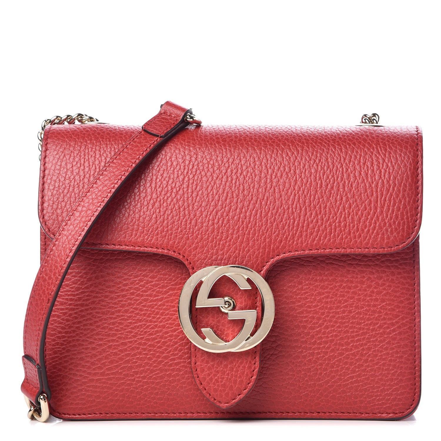 Gucci Dollar Calfskin Small Interlocking G Shoulder Bag Red 1 of 9