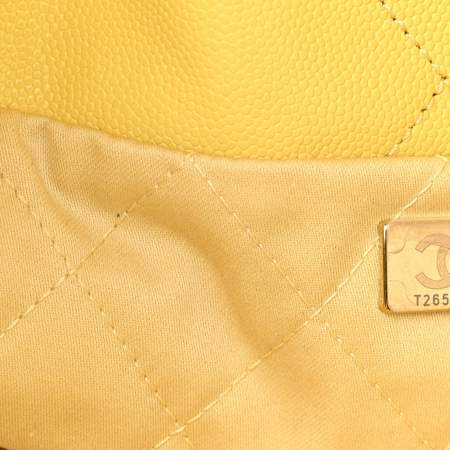 Shiny Caviar Quilted Chanel 22 Yellow
