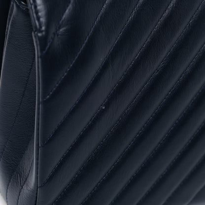 Chanel Calfskin Chevron Quilted Medium Statement Flap Navy Blue 19 of 22