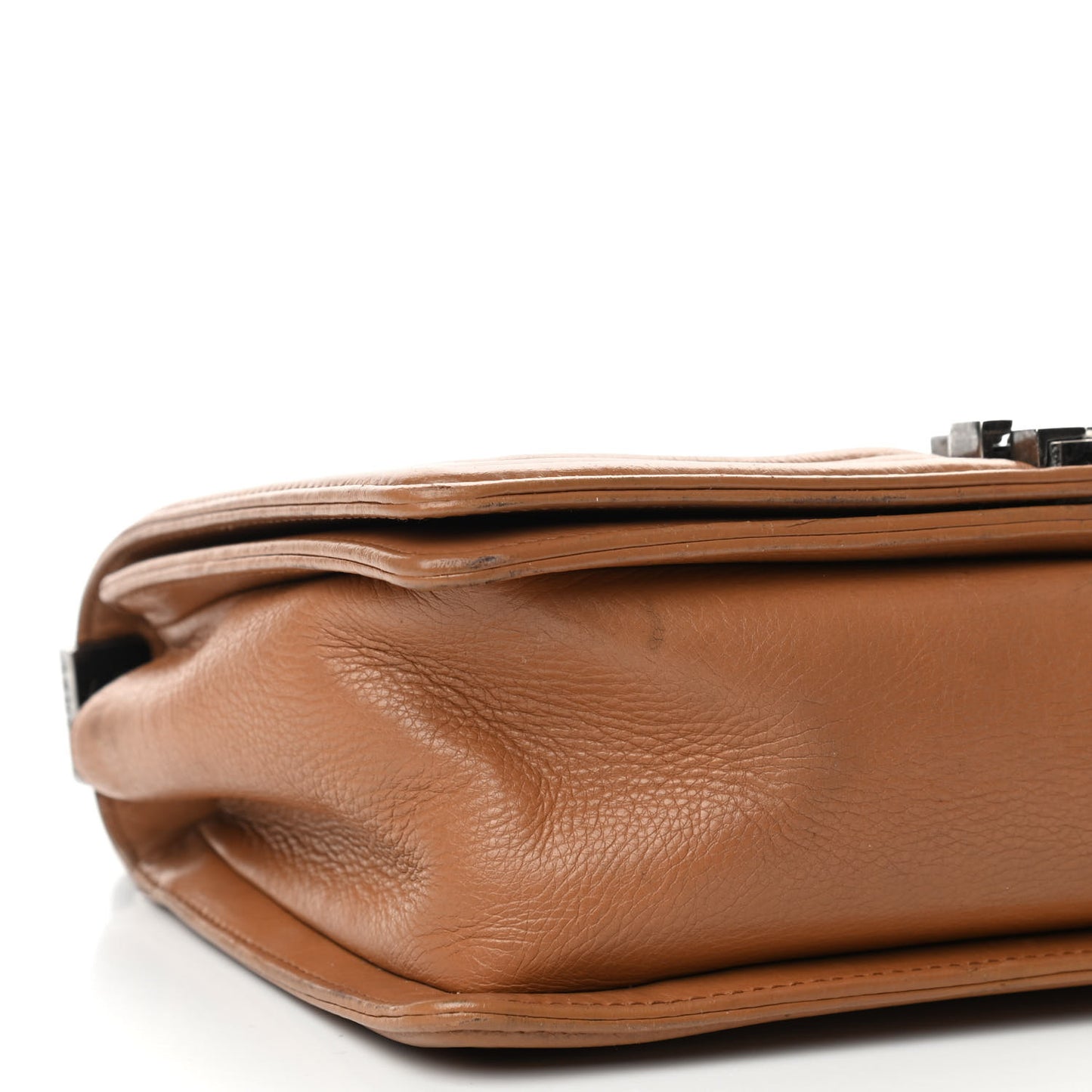 Calfskin Quilted Double Stitch Medium Boy Flap Camel