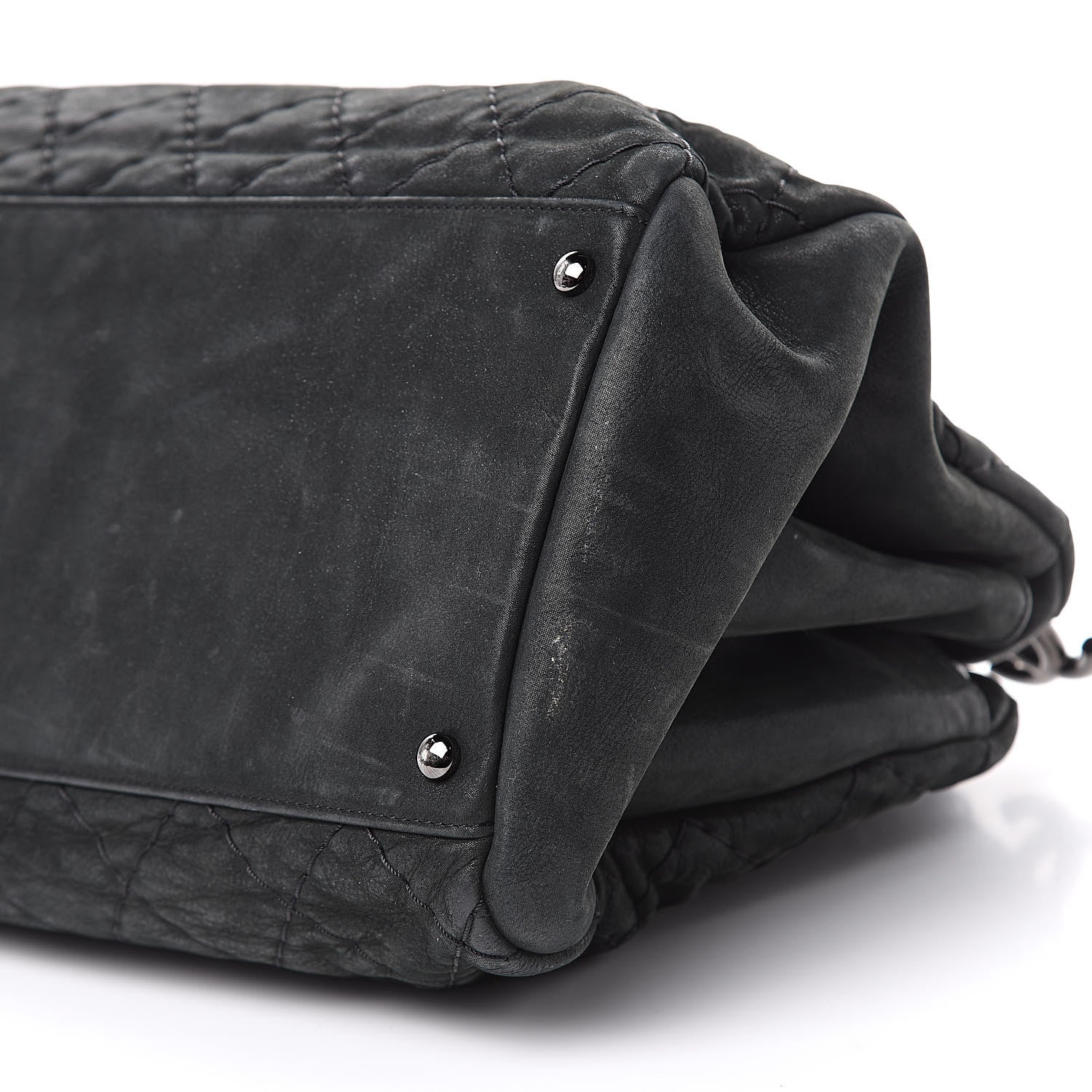 Chanel Iridescent Calfskin Stitched Extra Large Just Mademoiselle Bowling Bag Black 14 of 15