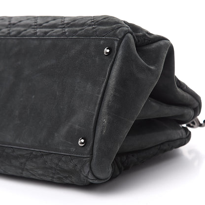 Chanel Iridescent Calfskin Stitched Extra Large Just Mademoiselle Bowling Bag Black 14 of 15