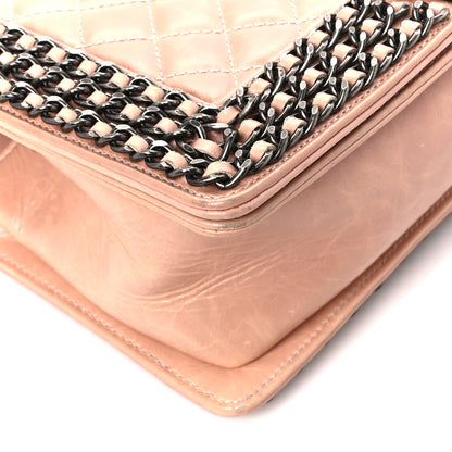 Chanel Glazed Calfskin Quilted Medium Boy Chained Flap Beige 9 of 12