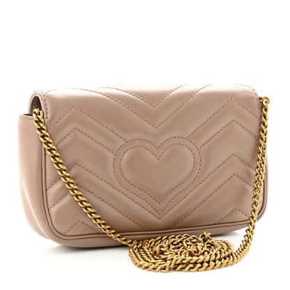 Gucci Calfskin Matelasse Super Mini GG Marmont Shoulder Bag Porcelain Rose 3 of 11