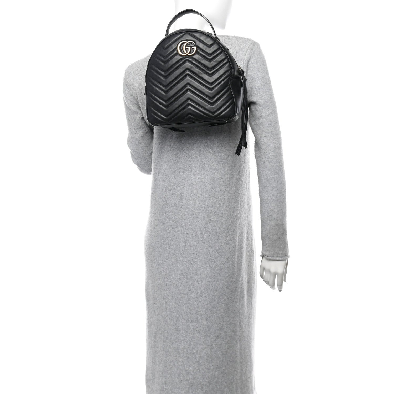 Gucci Calfskin Matelasse GG Marmont Dome Backpack Black 2 of 10