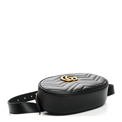 Gucci Calfskin Matelasse GG Marmont Belt Bag 85 34 Black 4 of 10