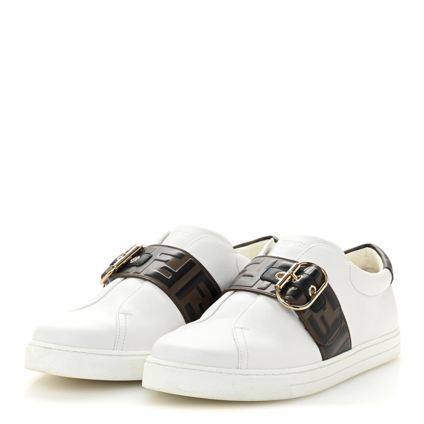 Vitello FF Embossed Womens Slip On Sneakers  39.5 White Maya Black