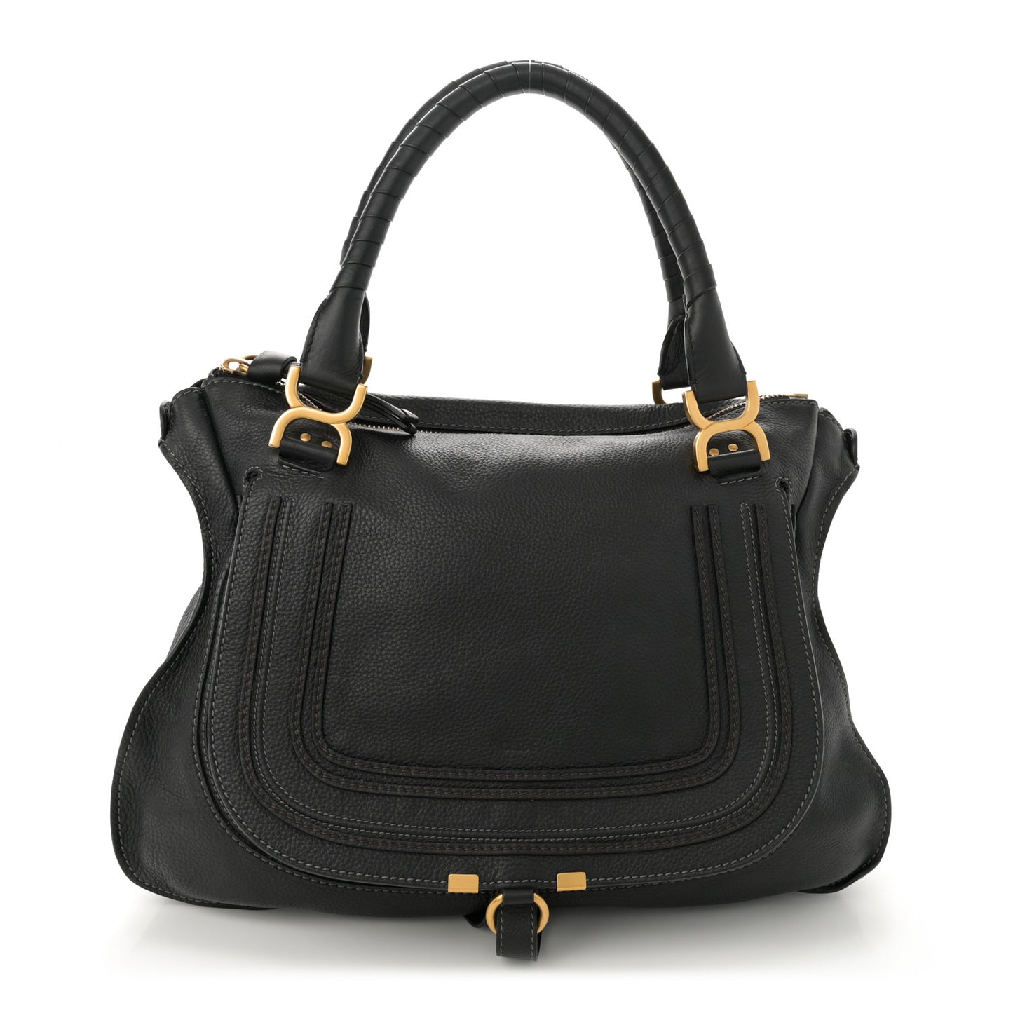 Calfskin Medium Marcie Satchel Black