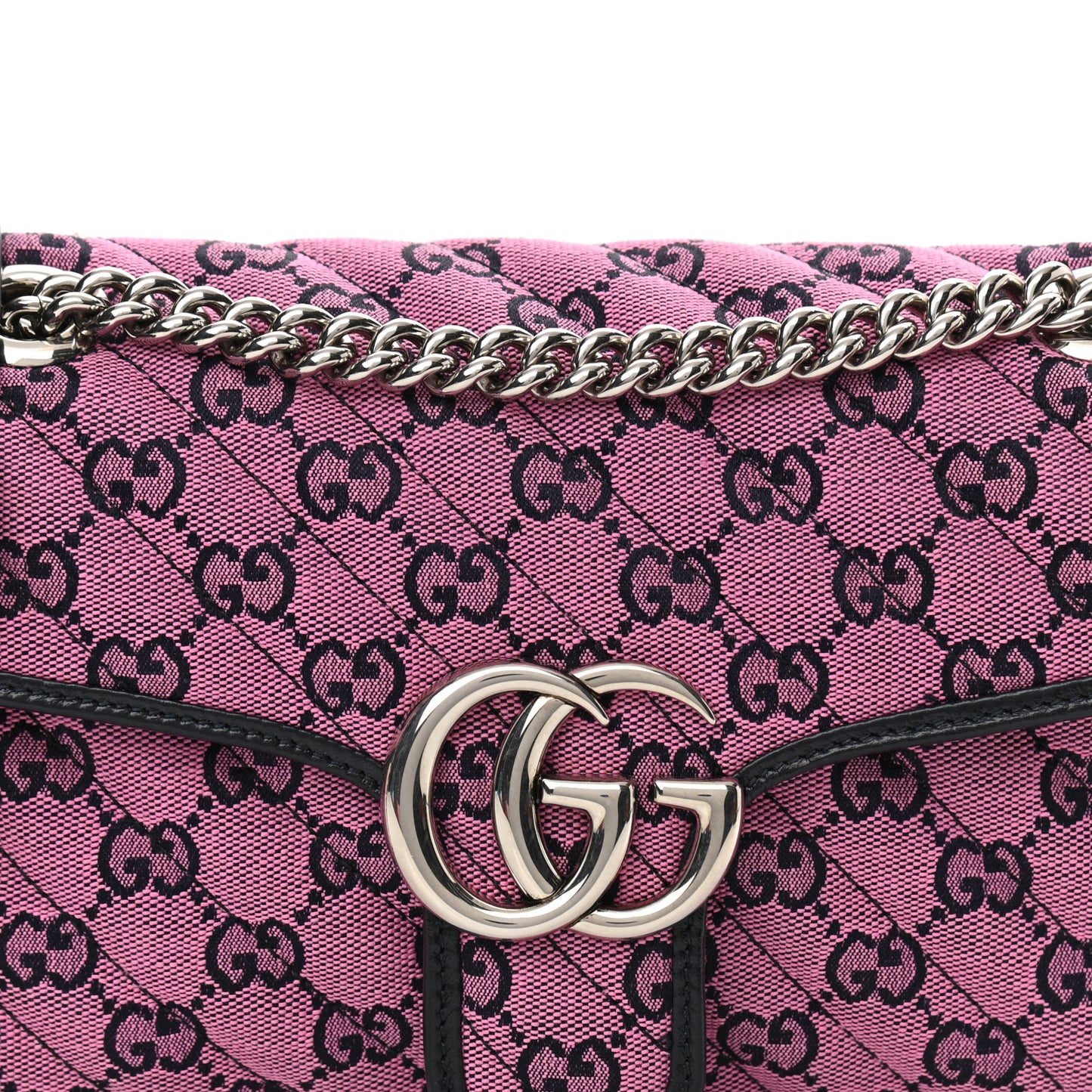 Monogram Multicolor Matelasse Diagonal Small GG Marmont Shoulder Bag Pink Blue