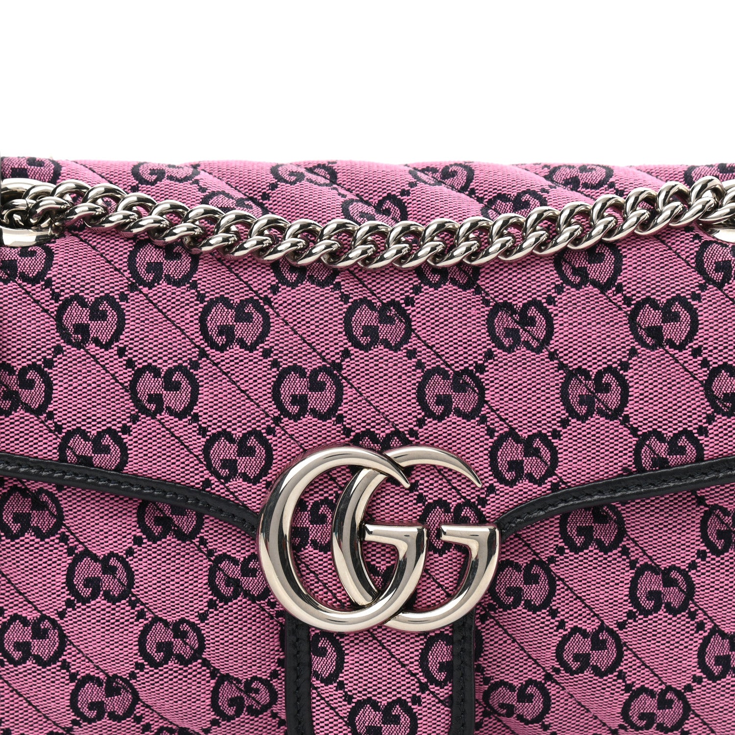 Gucci Monogram Multicolor Matelasse Diagonal Small GG Marmont Shoulder Bag Pink Blue 5 of 10
