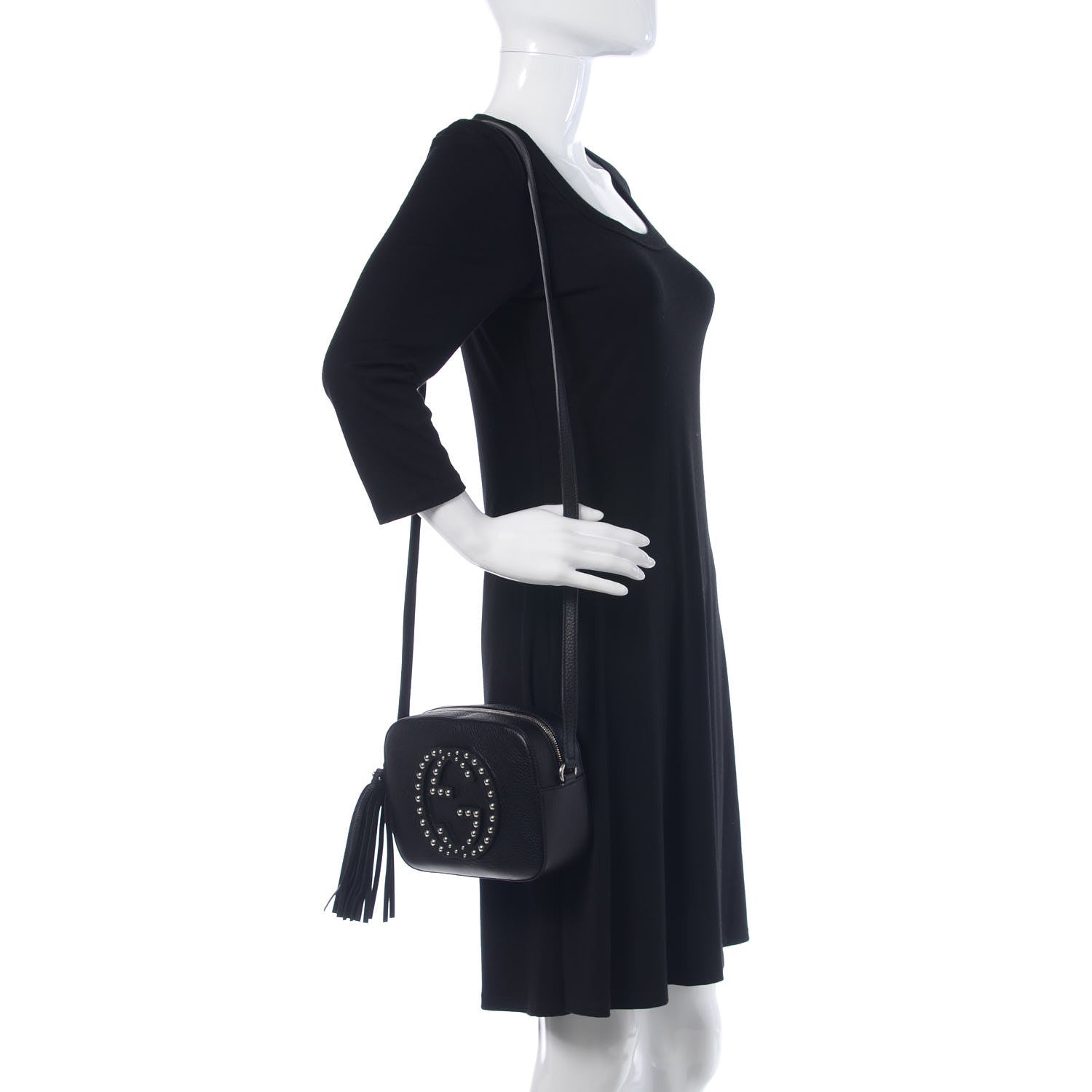 Gucci Pebbled Calfskin Studded Small Soho Disco Bag Black 2 of 9