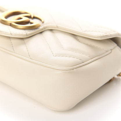 Gucci Calfskin Matelasse Super Mini GG Marmont Shoulder Bag White 7 of 11