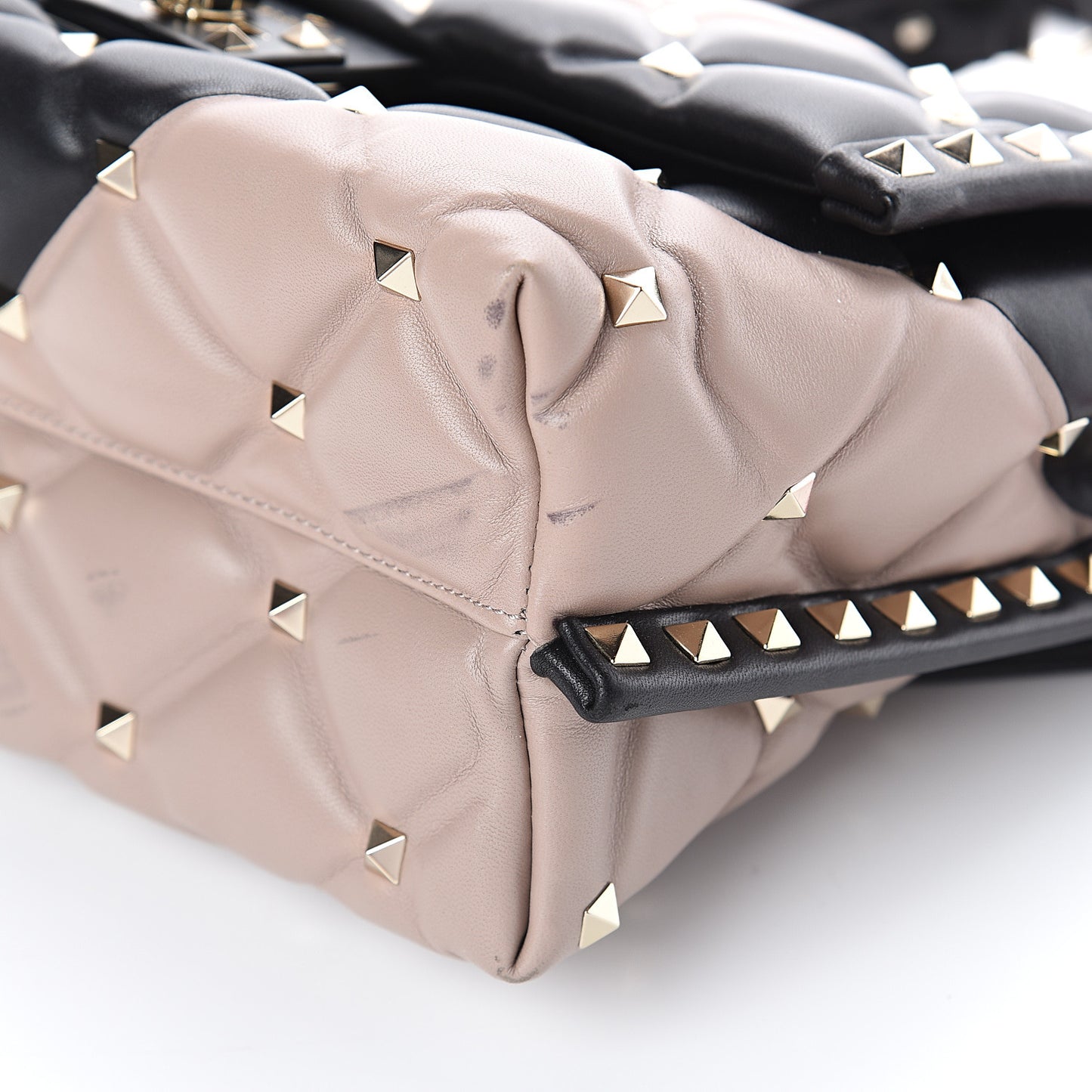 Nappa Medium Candystud Top Handle Bag Black Poudre
