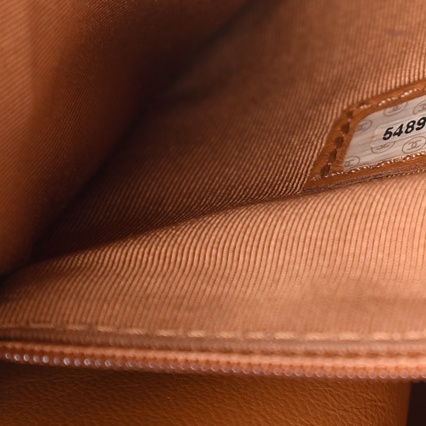 Caviar Logo Shoulder Bag Light Brown