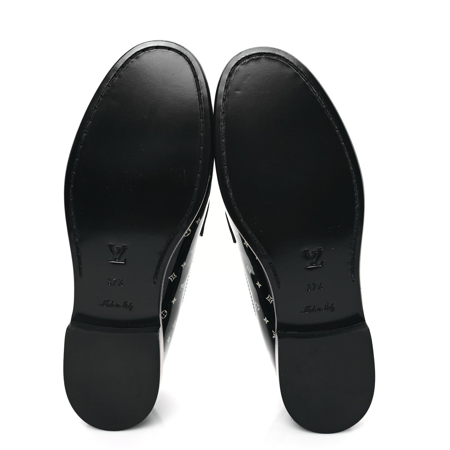 Louis Vuitton Patent Calfskin Monogram Chess Flat Loafer 37.5 Black 5 of 8
