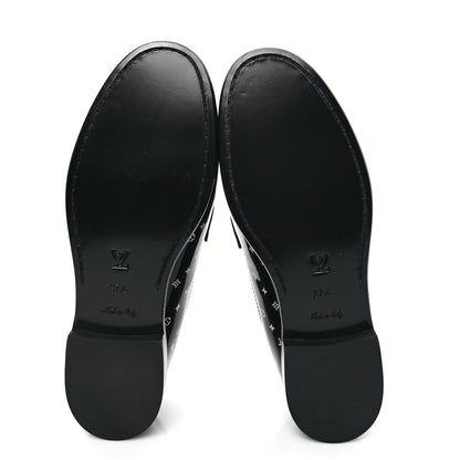 Louis Vuitton Patent Calfskin Monogram Chess Flat Loafer 37.5 Black 5 of 8