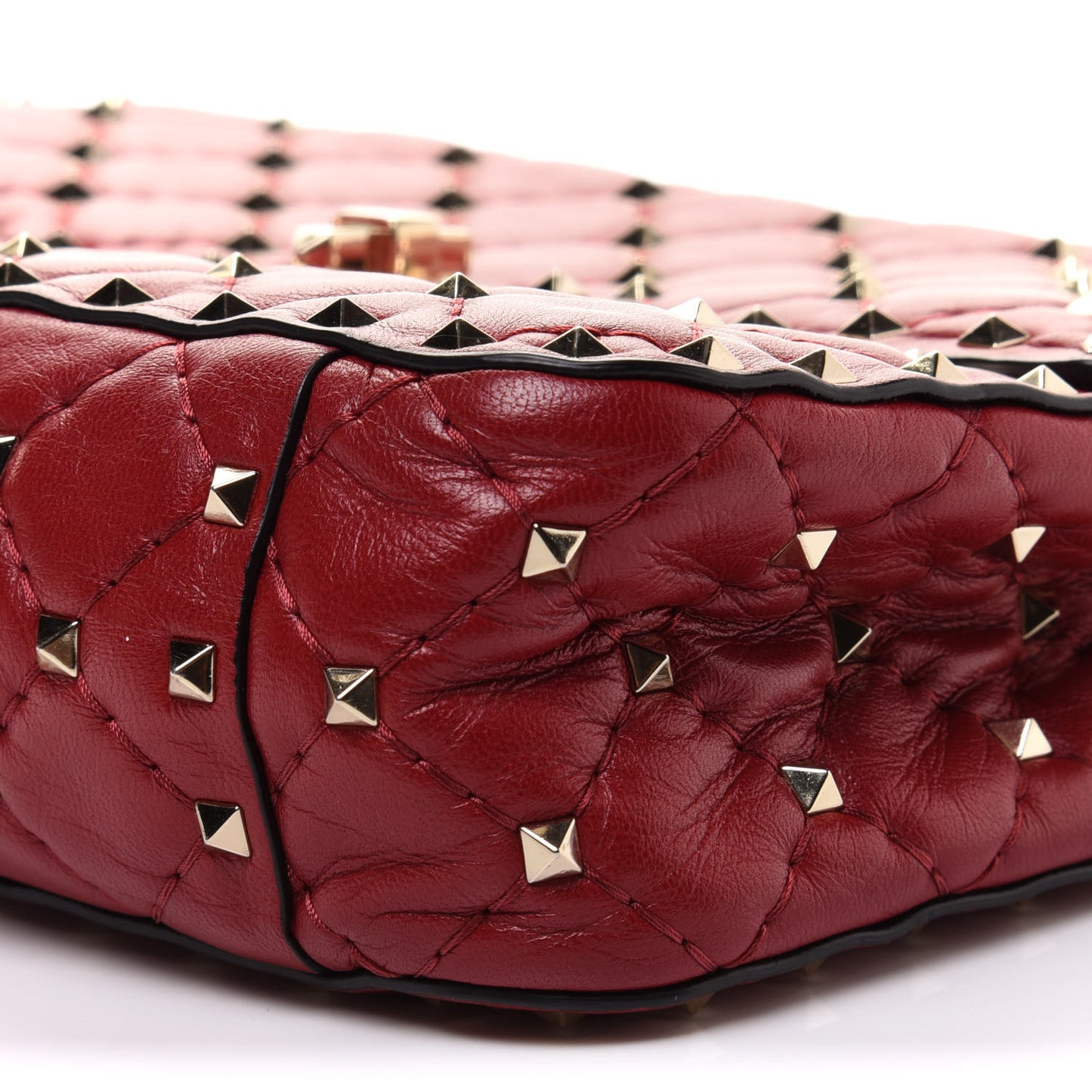 Nappa Medium Rockstud Spike Shoulder Bag Rosso Valentino