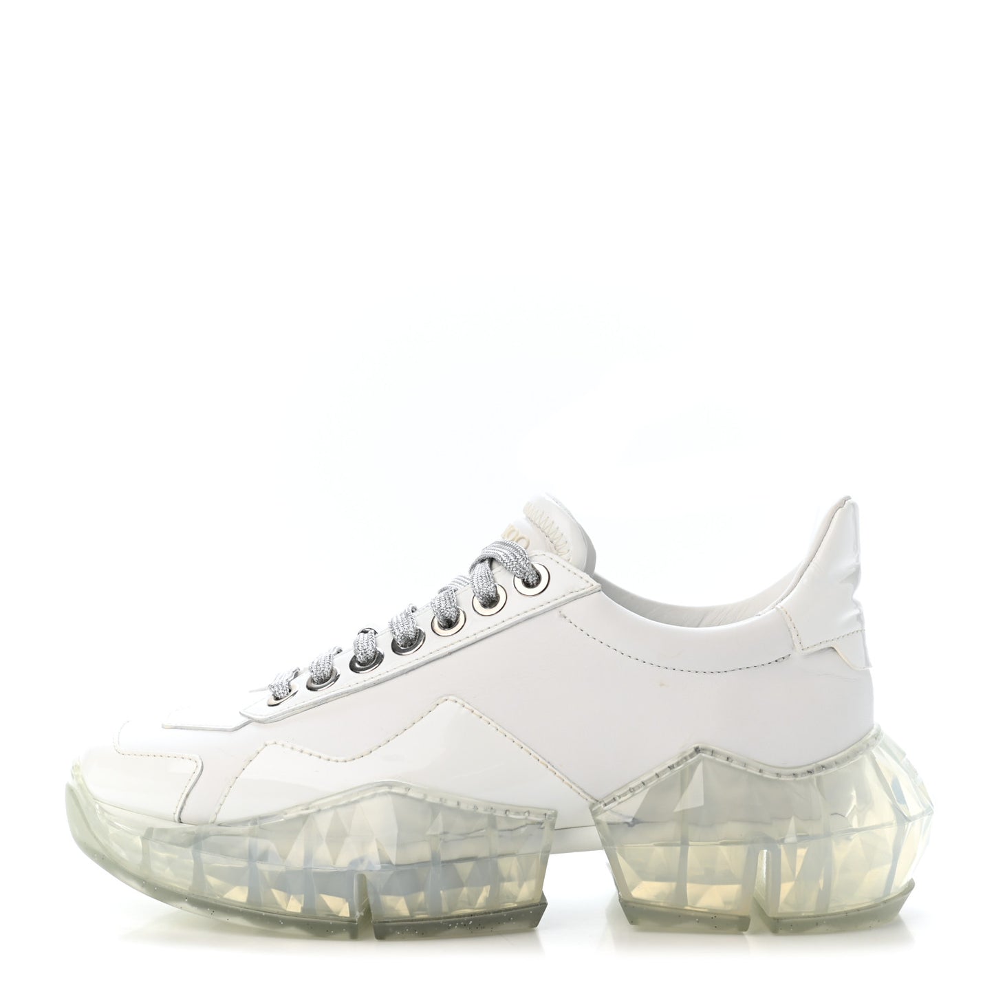 Calfskin Womens Diamond Low Top Sneaker 37 White