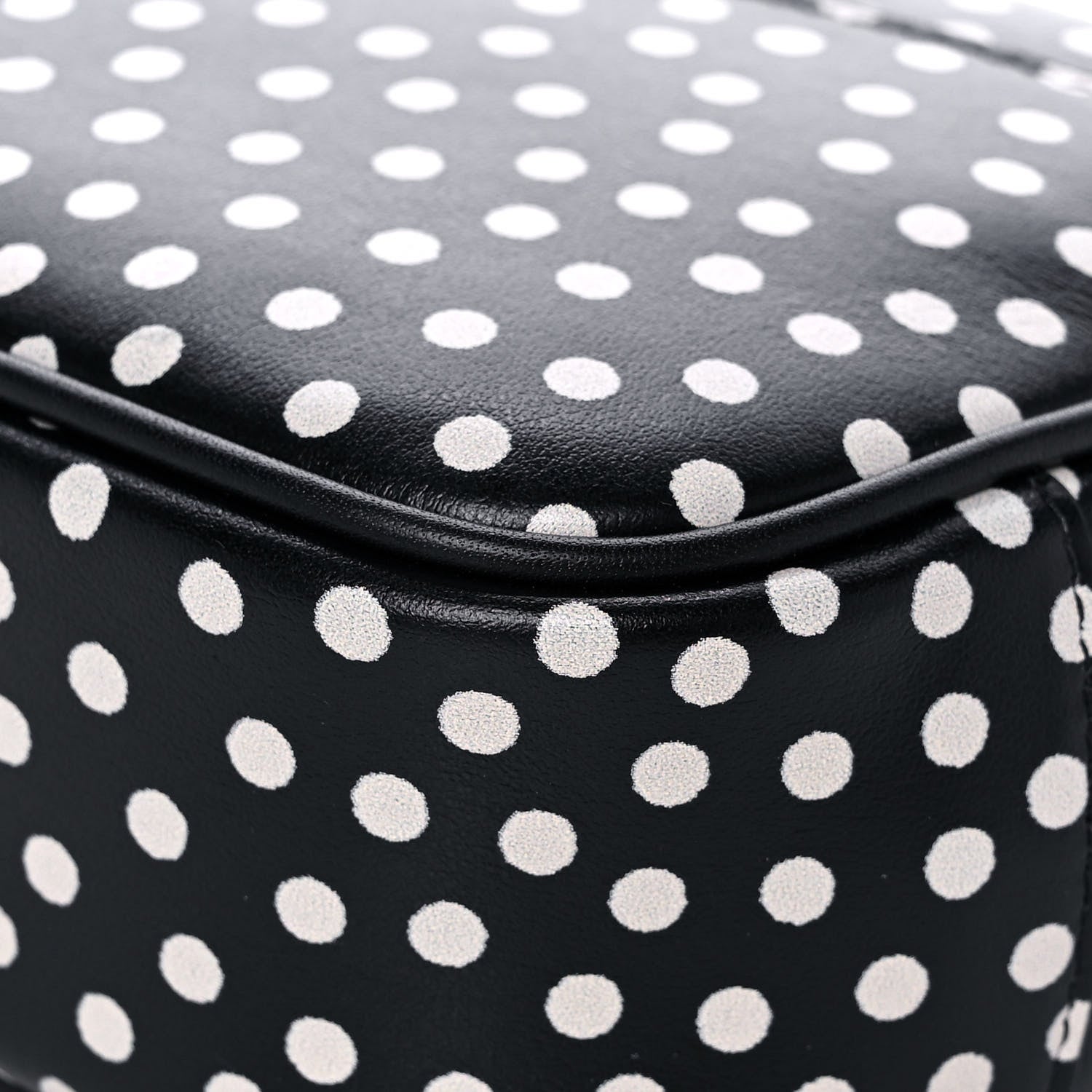 Saint Laurent Calfskin Printed Polka Dot Mini Lou Camera Bag Black Crema Soft 12 of 13