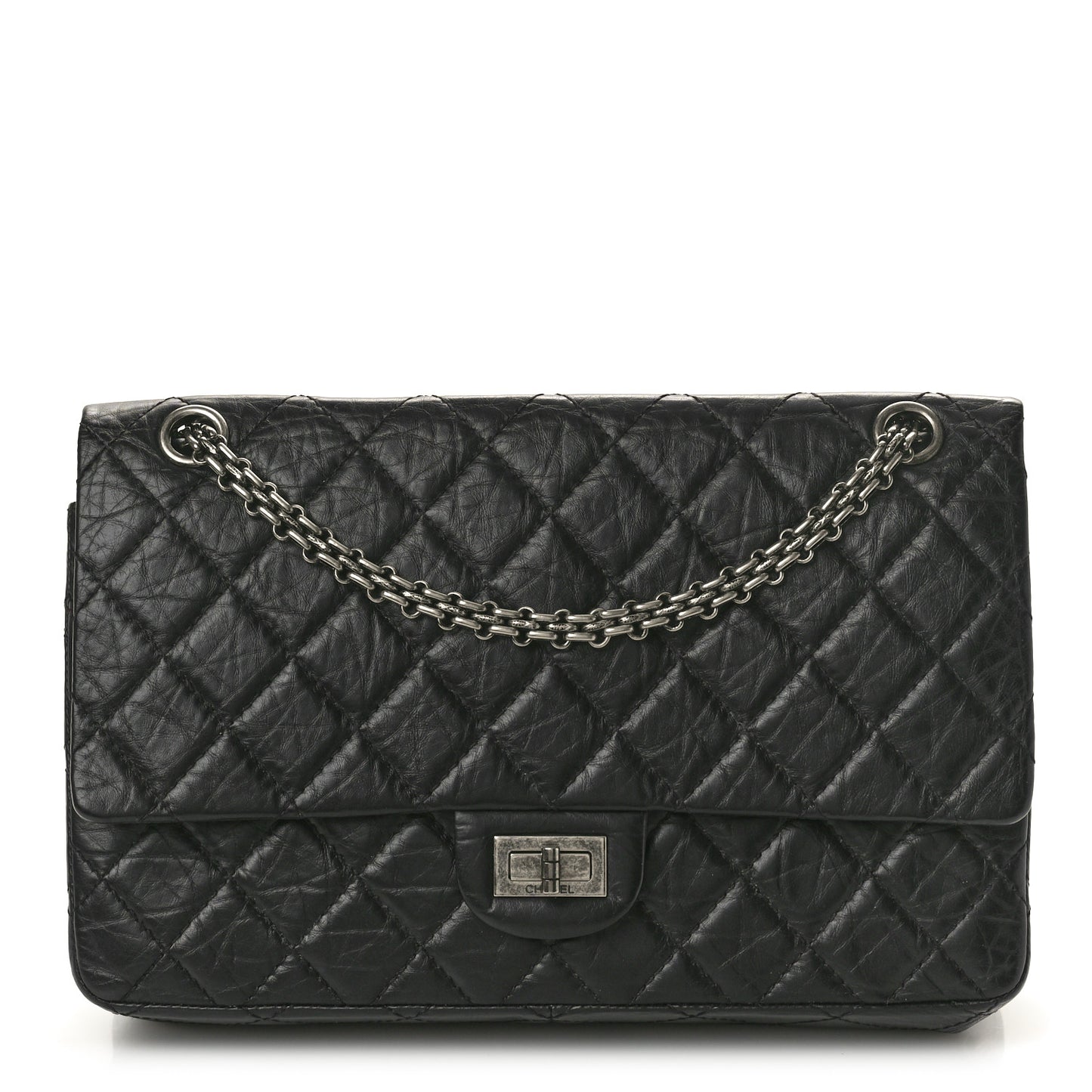 Aged Calfskin Quilted 2.55 Reissue 226 Flap Black