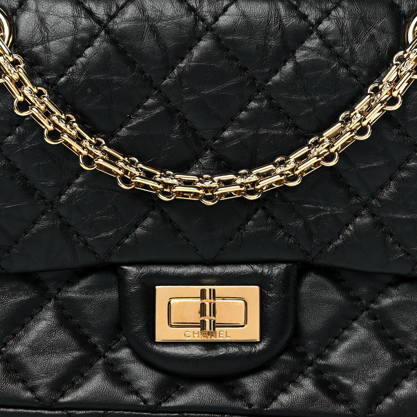 Aged Calfskin Quilted 2.55 Reissue Mini Flap Black