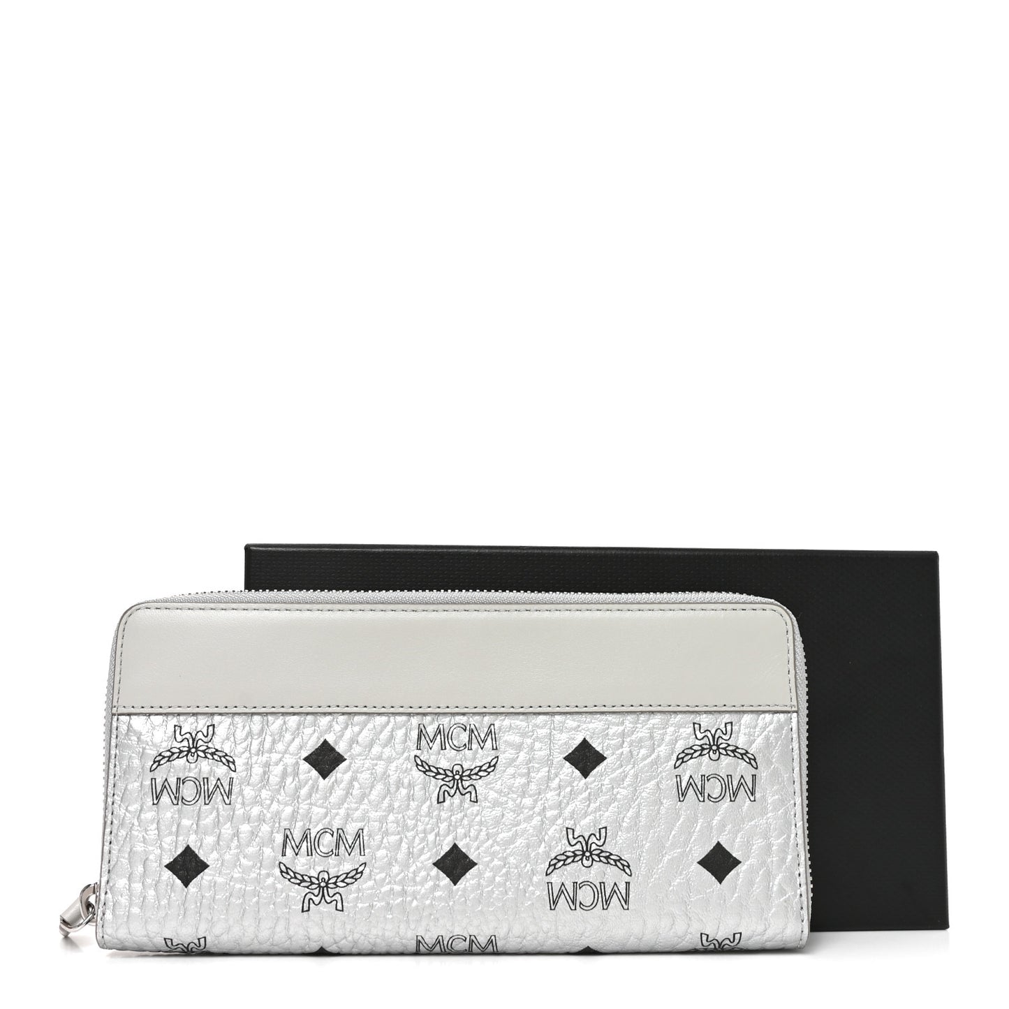 Metallic Visetos Aren VI Zip Around Wallet Silver